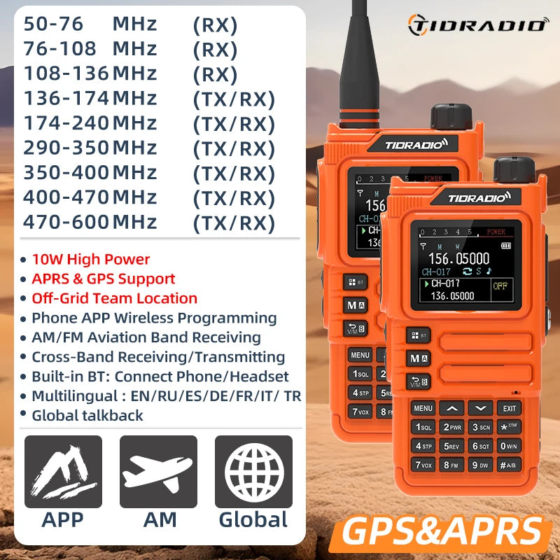 TIDRADIO H9 10W GPS APRS Radio USB C Rechargeable