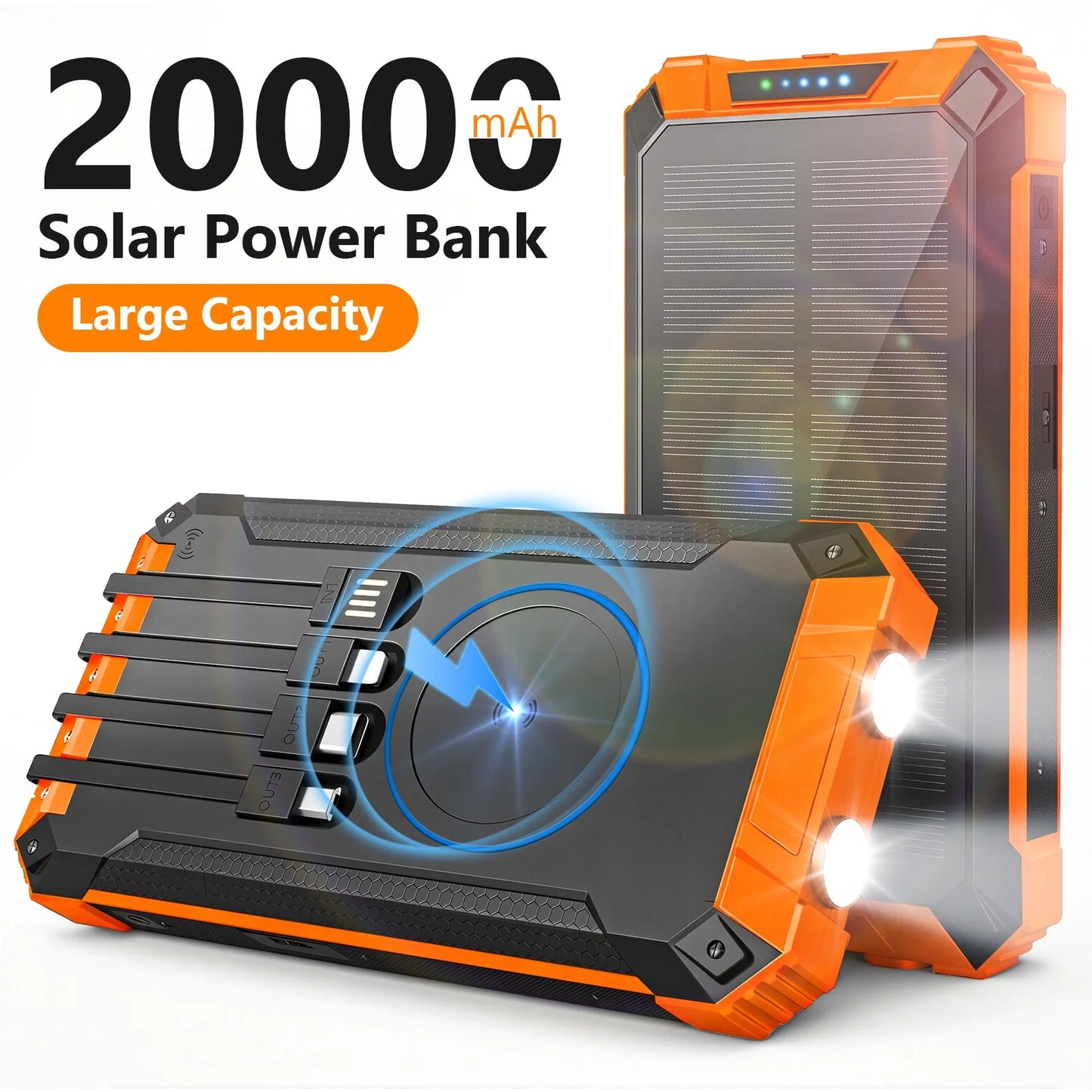 Portable Solar Power Bank With Wireless Charging 18W