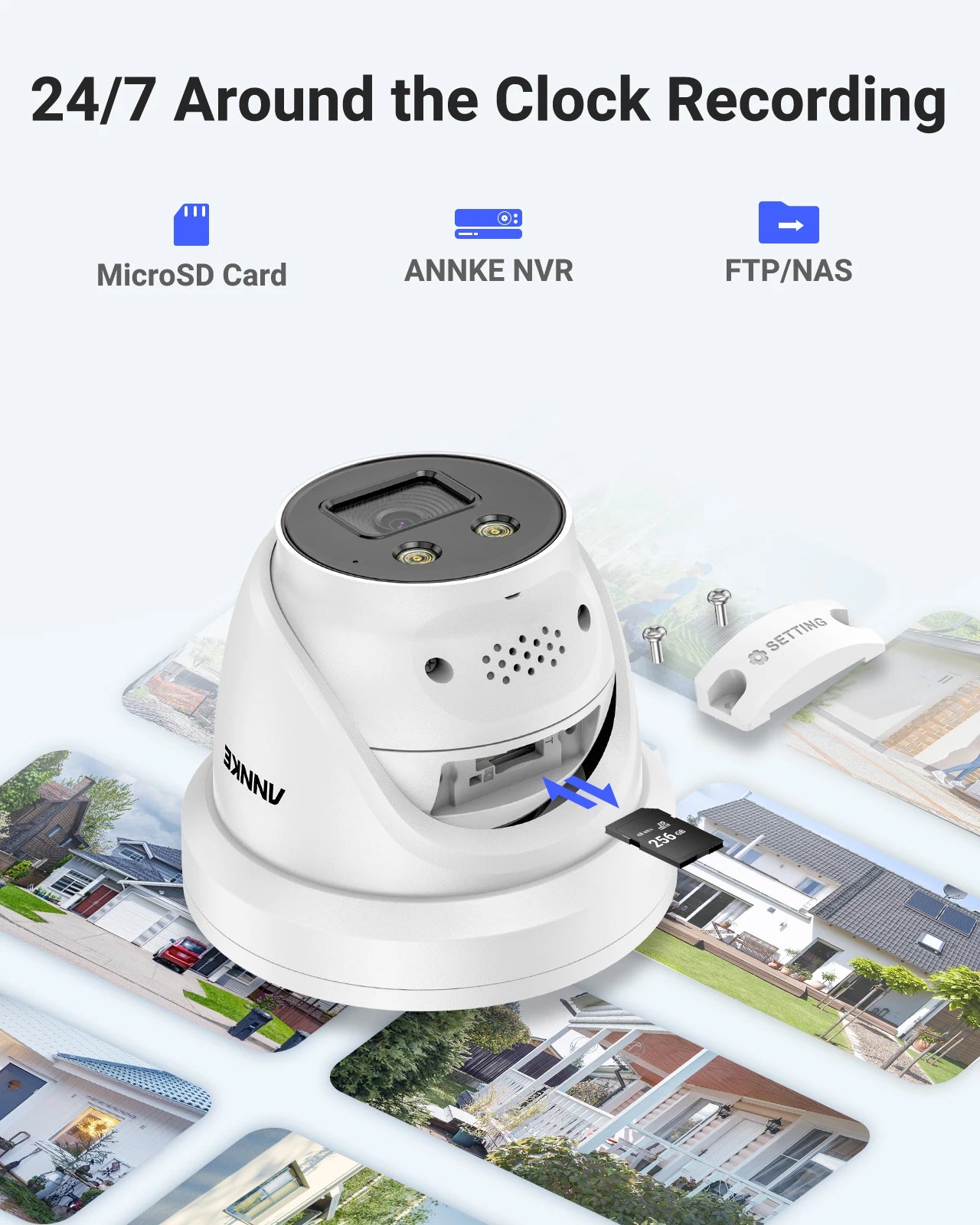ANNKE 8MP IR Network Turret Camera 4K Strobe Light 2.8mm lens human vehicle ONVIF IP Camera Two-way audio Surveillance Security