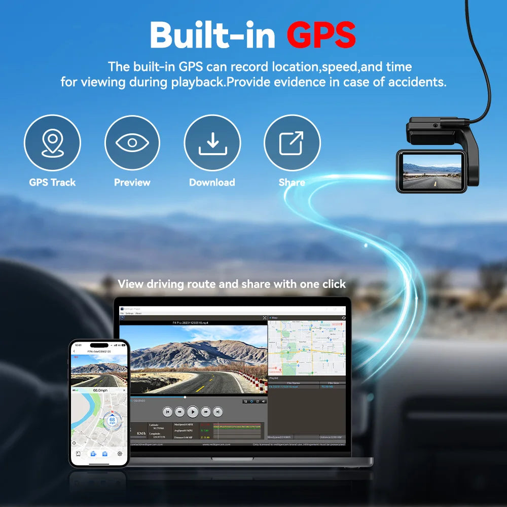 Redtiger A4 Dash Cam Front and Rear 4K Drive Recorder