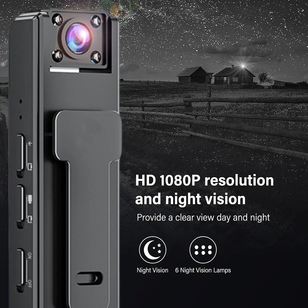1080P Mini Body Camera With Audio Wearable Hands Free Waterproof Camcorder