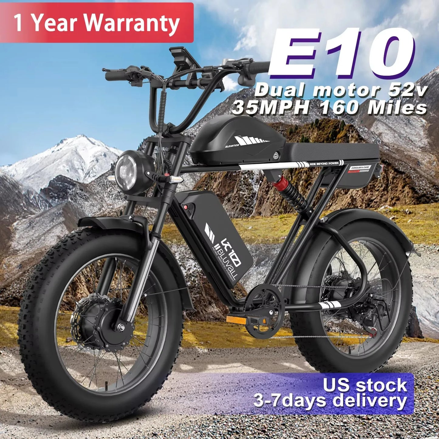 MOOBELO 2000W Dual Motor Fat Tire Electric Mountain Bike