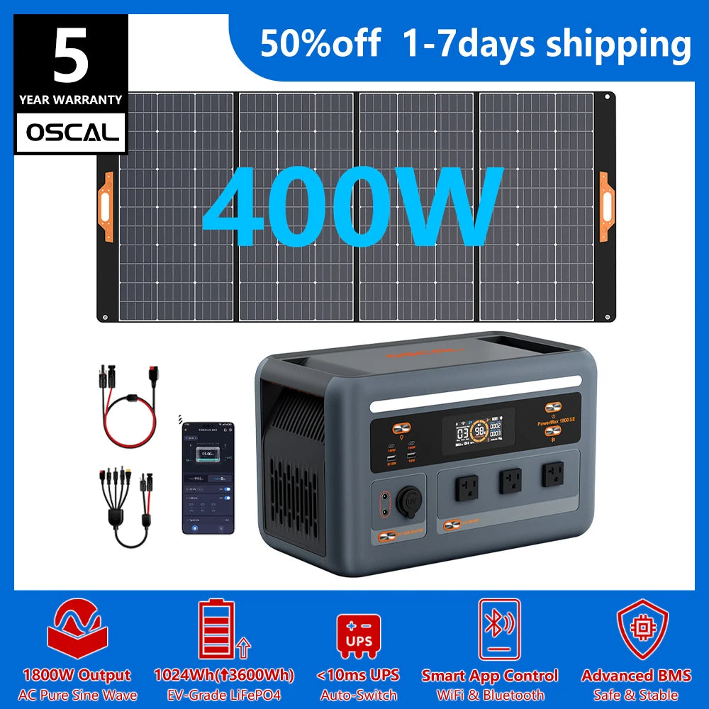 OSCAL PowerMax 1800 Portable Power Station 1024Wh LiFePO4 UPS App Control
