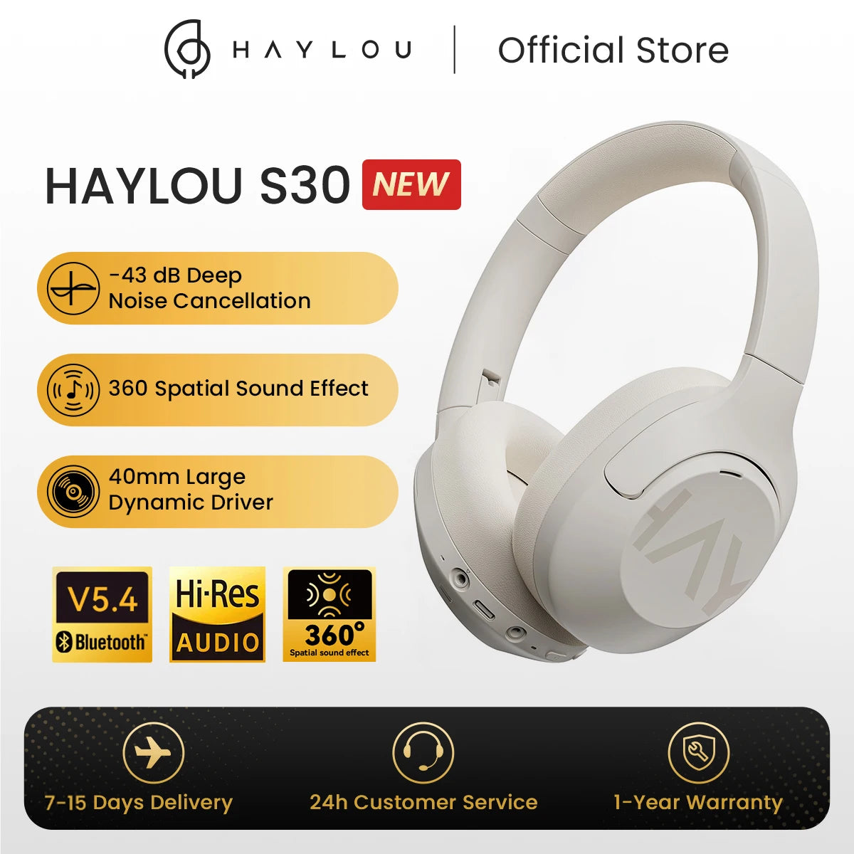 Haylou S30 ANC Wireless Headphones Bluetooth 5.4 Adaptive Noise Cancelling