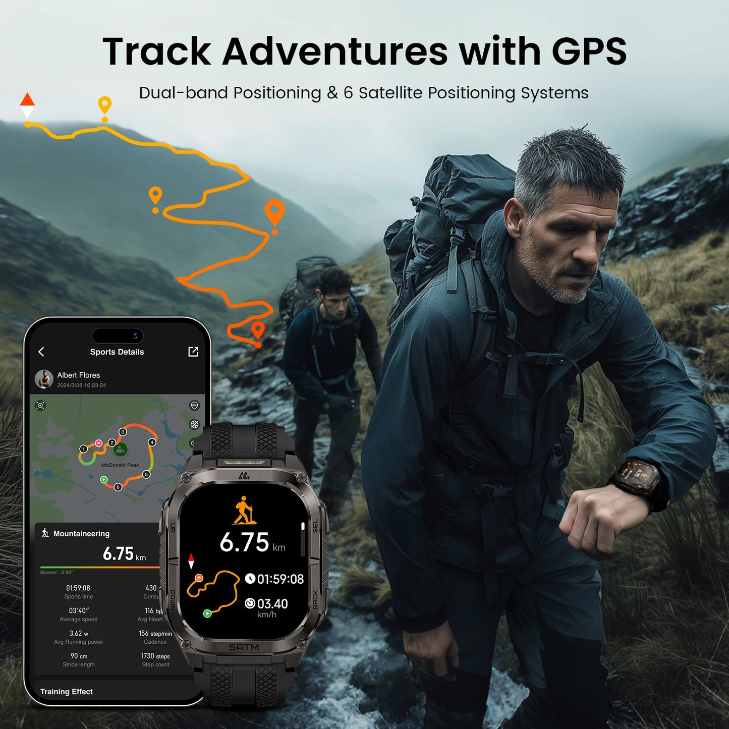 KOSPET Tank M4C Rugged Smartwatch With GPS And 5ATM Waterproof