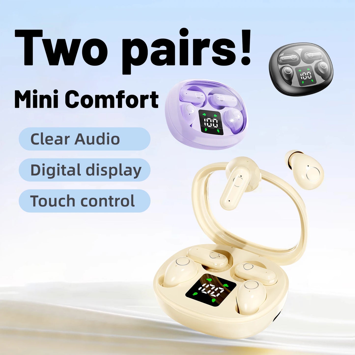 SHUKE Mini Sleep Earbuds Wireless Bluetooth Earphones ANC Noise Reduction