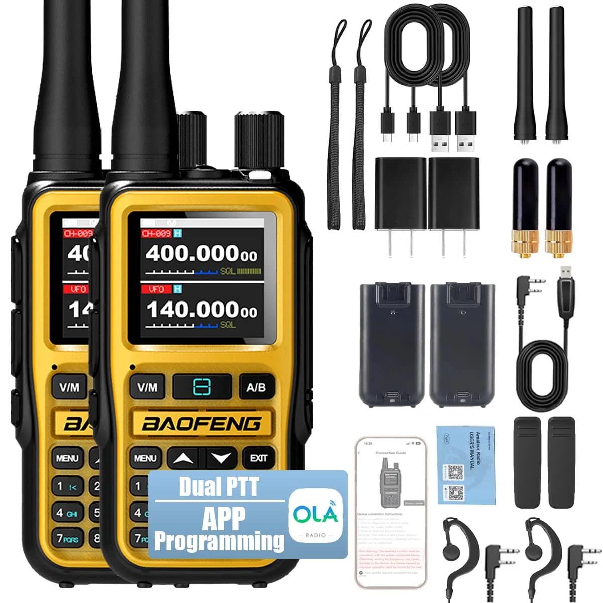 Baofeng UV-5R Mini Dual Band Radio - 5W 2-Way Radio w/999CH | Bluetooth & NOAA Weather | USB-C Charging | Emergency Kit for Camp