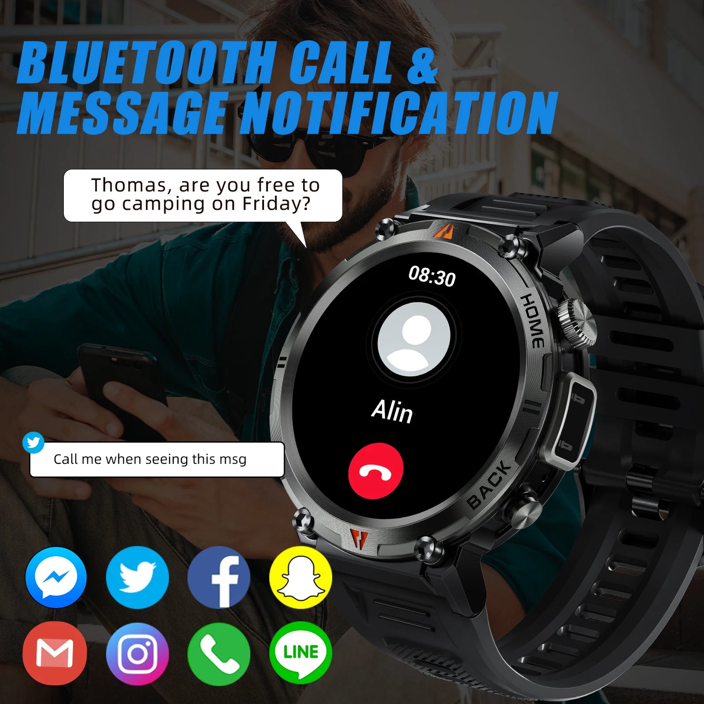LaNikar KE3 Bluetooth Smart Watch For Men With Health Monitor