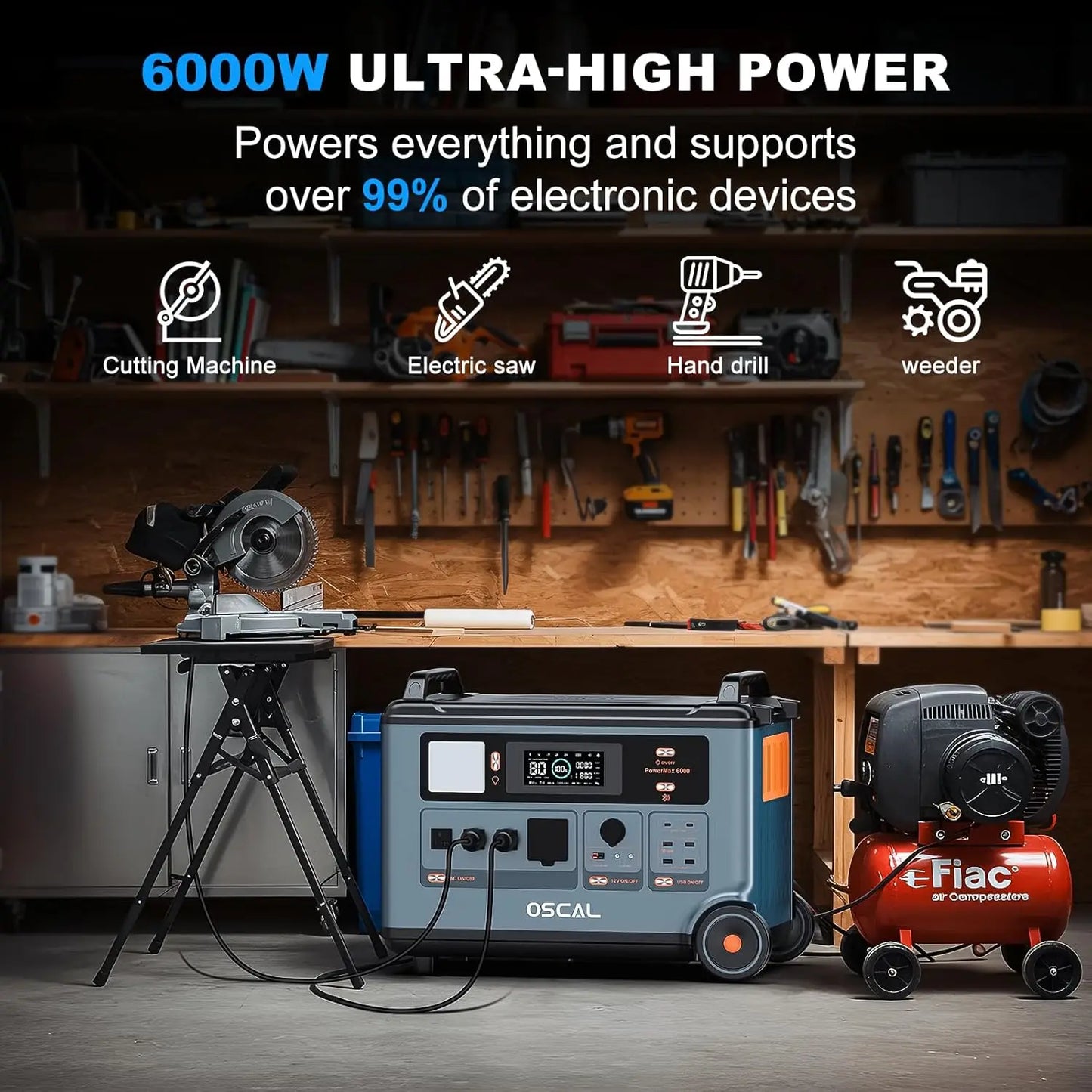 OSCAL PowerMax 6000 Solar Generator 3600Wh LiFePO4 Battery