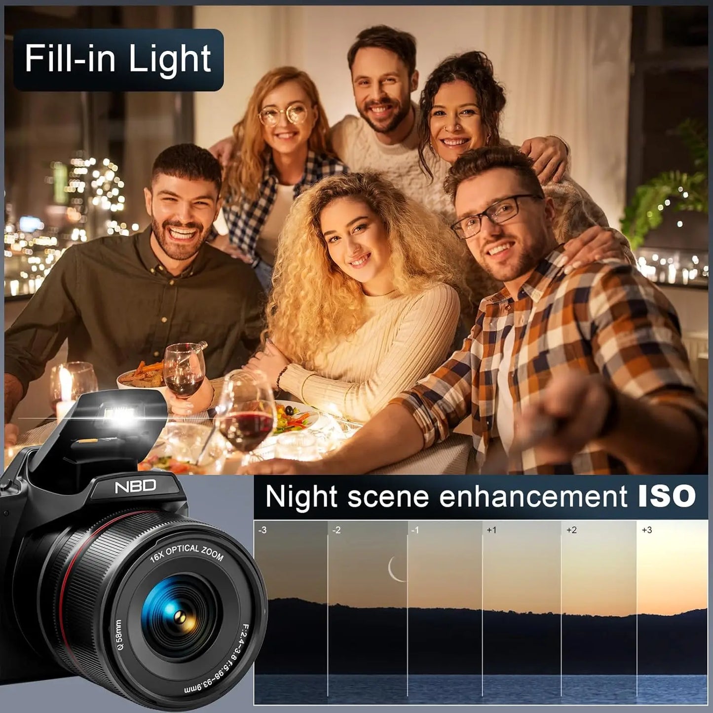 NBD 5K Digital Camera With 64MP, 16x Optical Zoom, WiFi