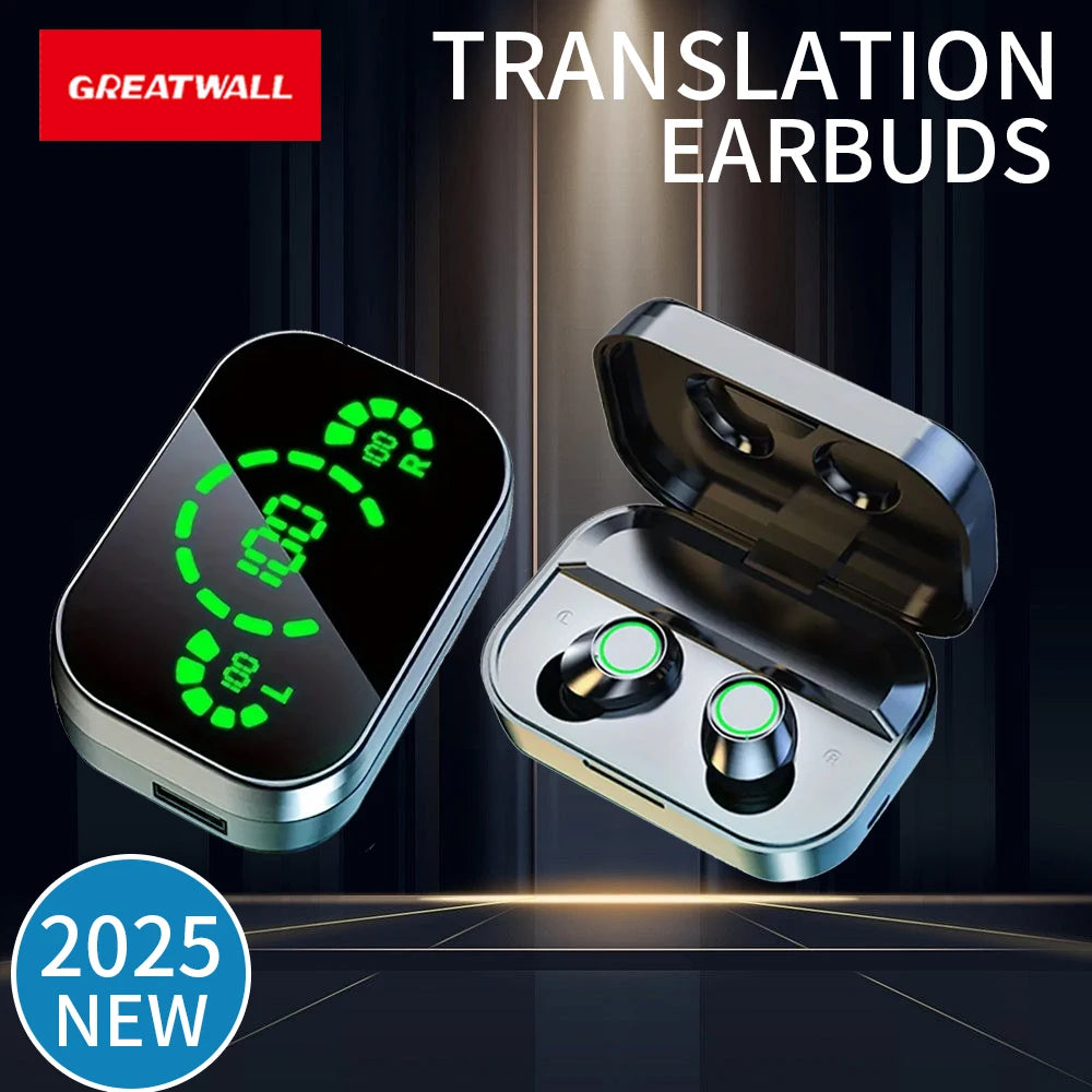 GREATWALL Translation Earphones With Mirror Display 144 Languages