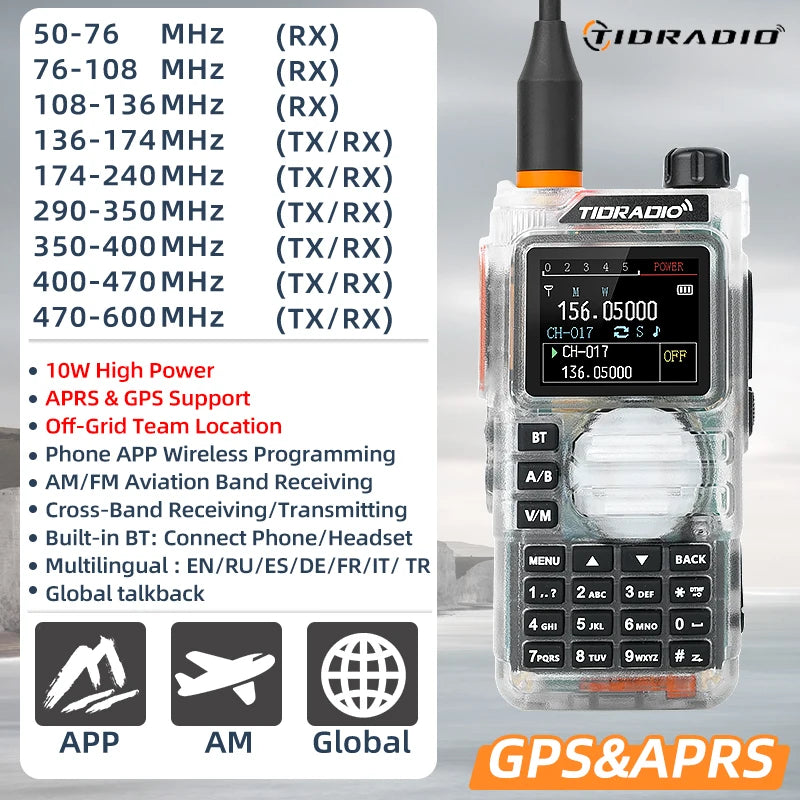 TIDRADIO H9 10W GPS APRS Radio USB C Rechargeable