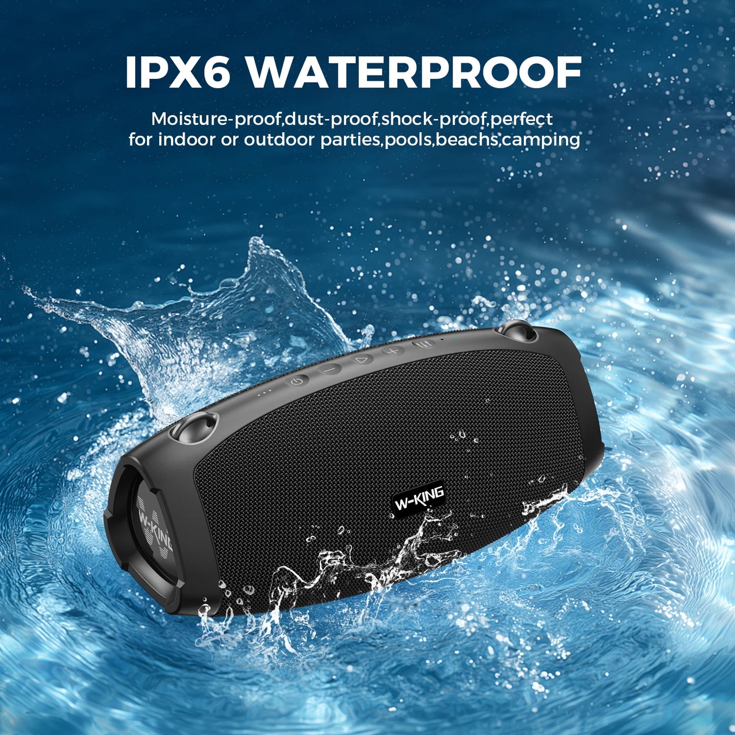 W-King Portable Bluetooth Speaker With Wireless Microphone Waterproof