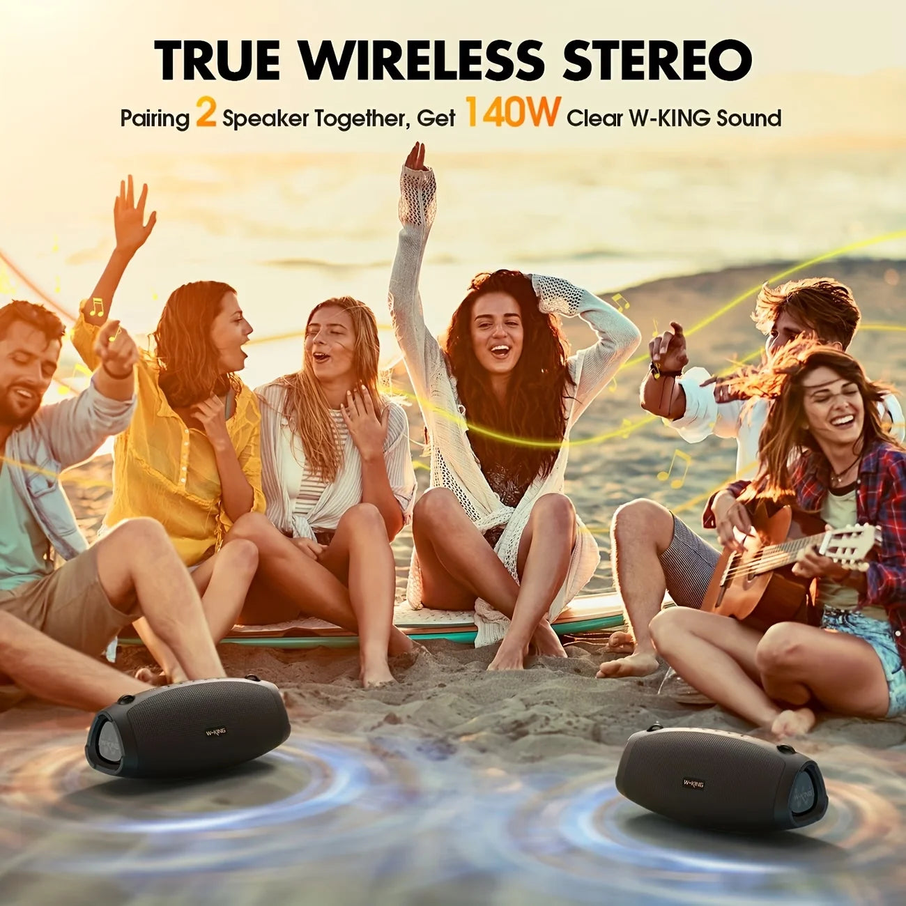 W-King 120W Max Wireless Boombox Bluetooth Speaker IPX6 Waterproof