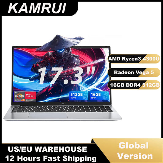 KAMRUI AX17PRO Laptop Ryzen 3 4300U, 16GB RAM, 512GB SSD Windows 11
