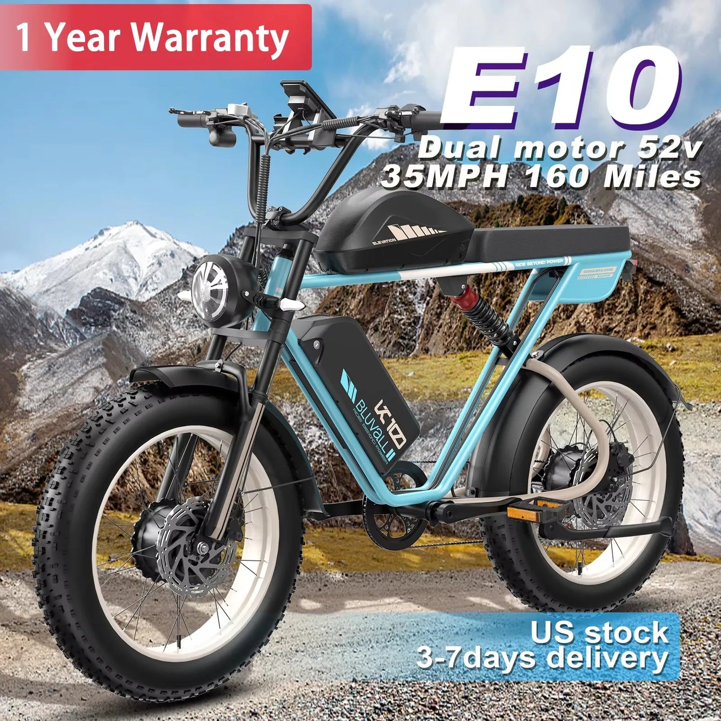 MOOBELO 2000W Dual Motor Fat Tire Electric Mountain Bike