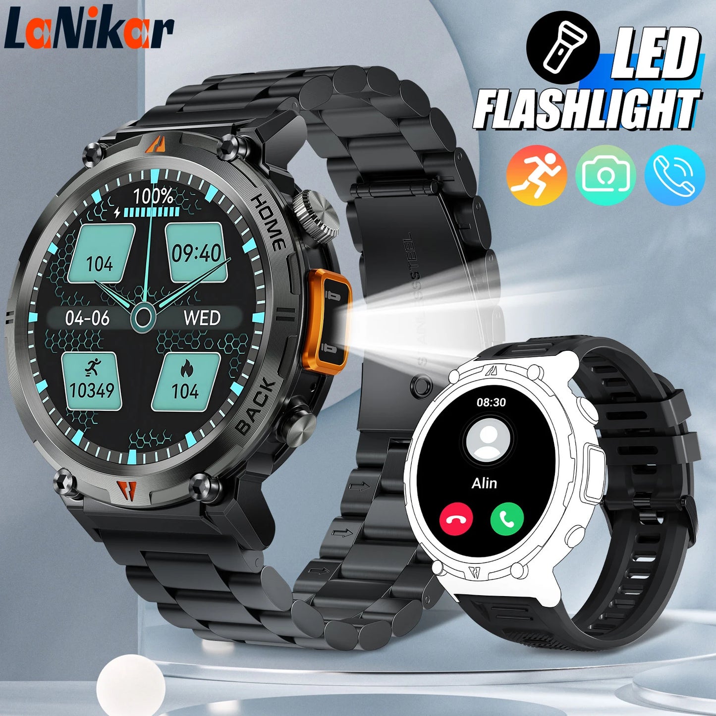 LaNikar KE3 Bluetooth Call Smartwatch For iOS And Android Health Monitor
