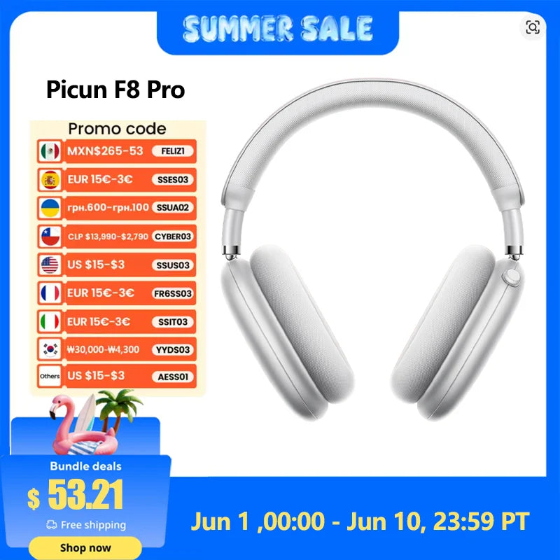 Picun F8 Pro ANC Wireless Headphones 3D Spatial Audio
