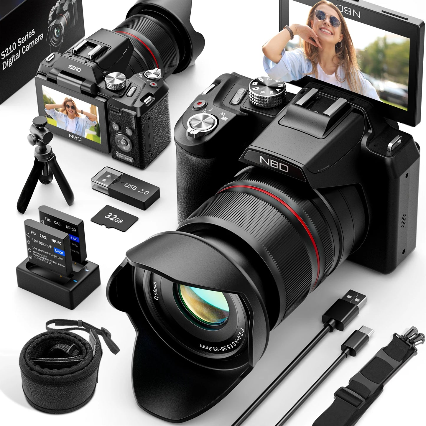 NBD 64MP 5K Digital Camera With 16X Optical Zoom WiFi