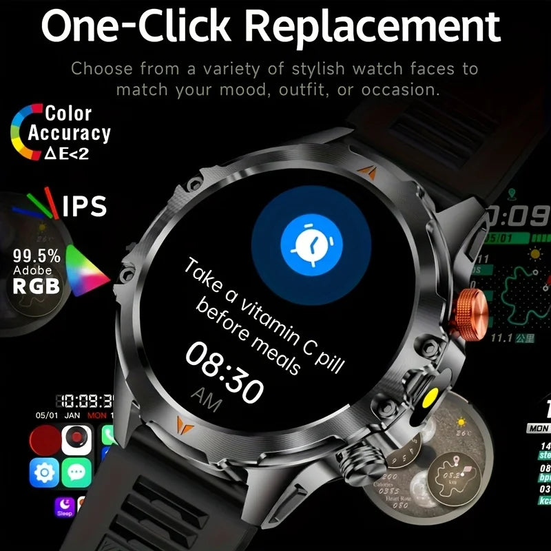 SENBONO Men's Smartwatch AMOLED Display Bluetooth Calling IP68 Waterproof