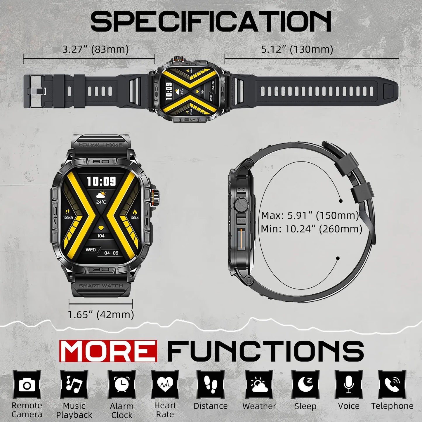 LaNikar K63 Smart Watch IP68 Waterproof Bluetooth Heart Rate BP