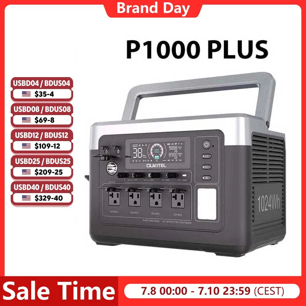 OUKITEL P1000 Plus Portable Power Station 1024Wh LiFePO4