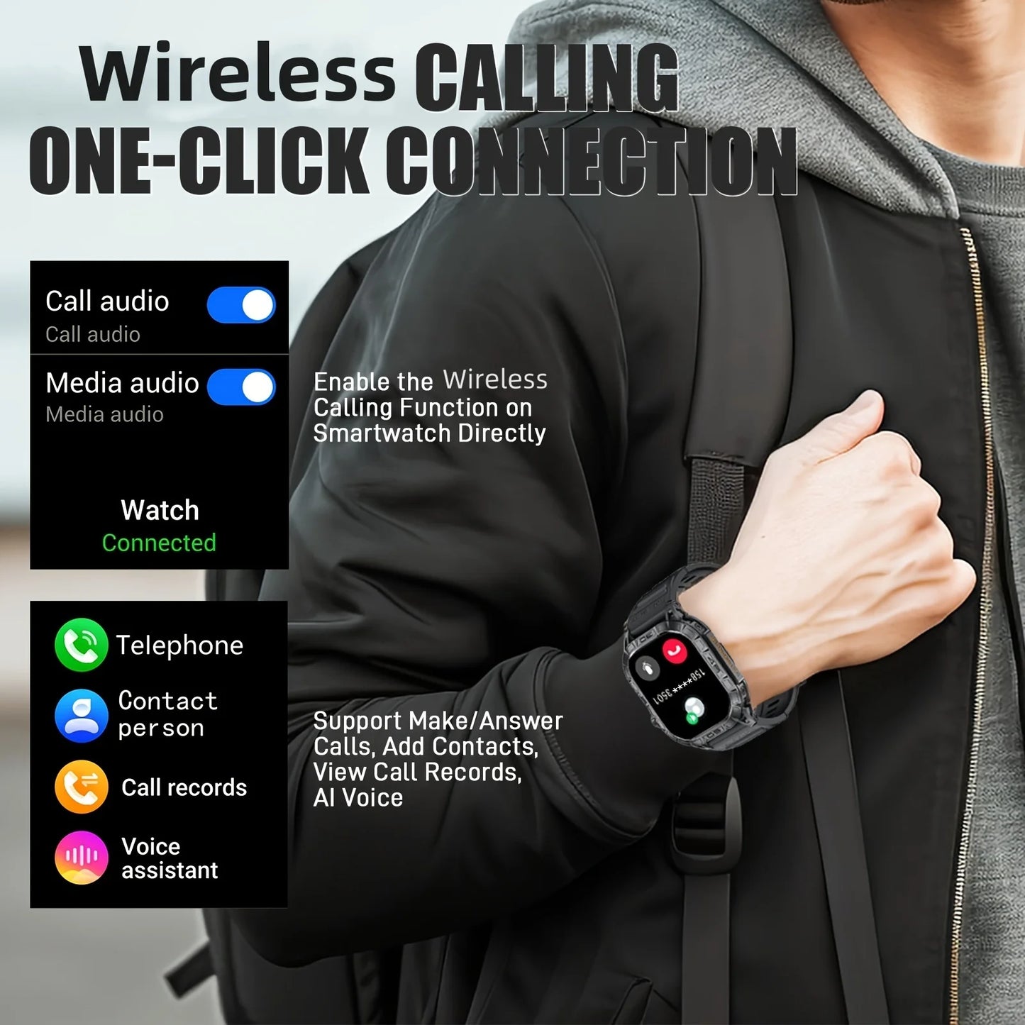 LaNikar K63 Smart Watch IP68 Waterproof Bluetooth Heart Rate BP