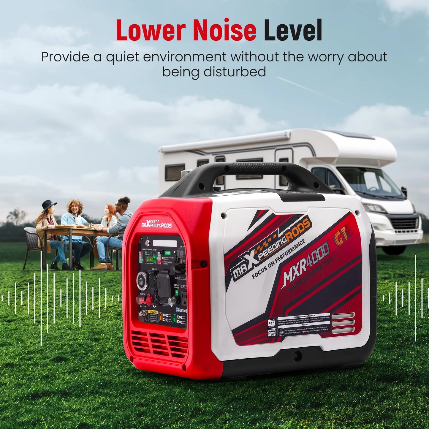 Maxpeedingrods 4KW Portable Dual Fuel Inverter Generator Bluetooth LPG