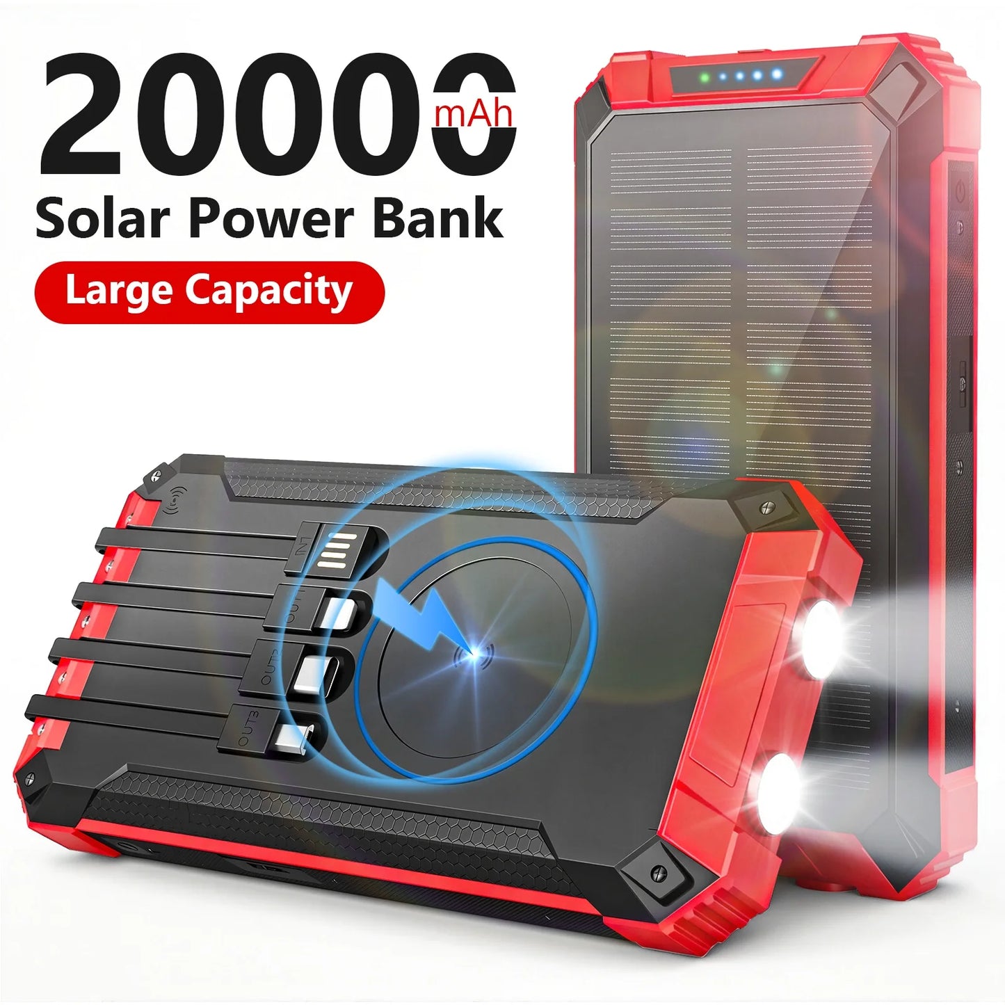 Portable Solar Power Bank With Wireless Charging 18W