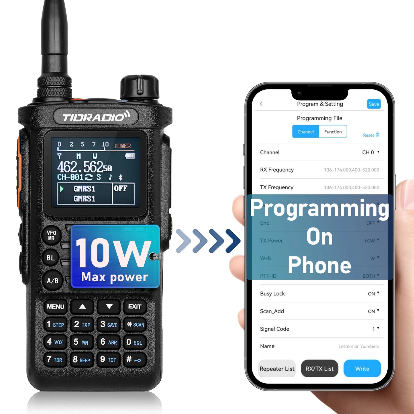 TIDRADIO TD-H8 10W Walkie Talkie Long Range Emergency Radio