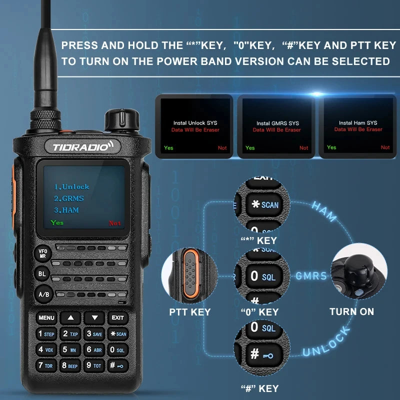 TIDRADIO TD-H8 10W Walkie Talkie Long Range Emergency Radio