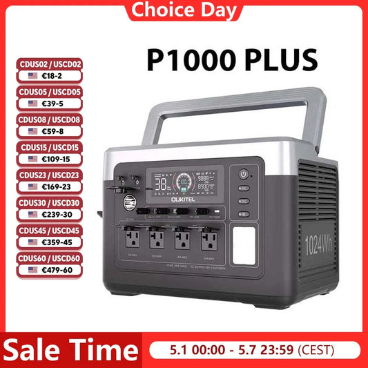 OUKITEL P1000 Plus Solar Generator Portable Power Station 1800W LiFePO4