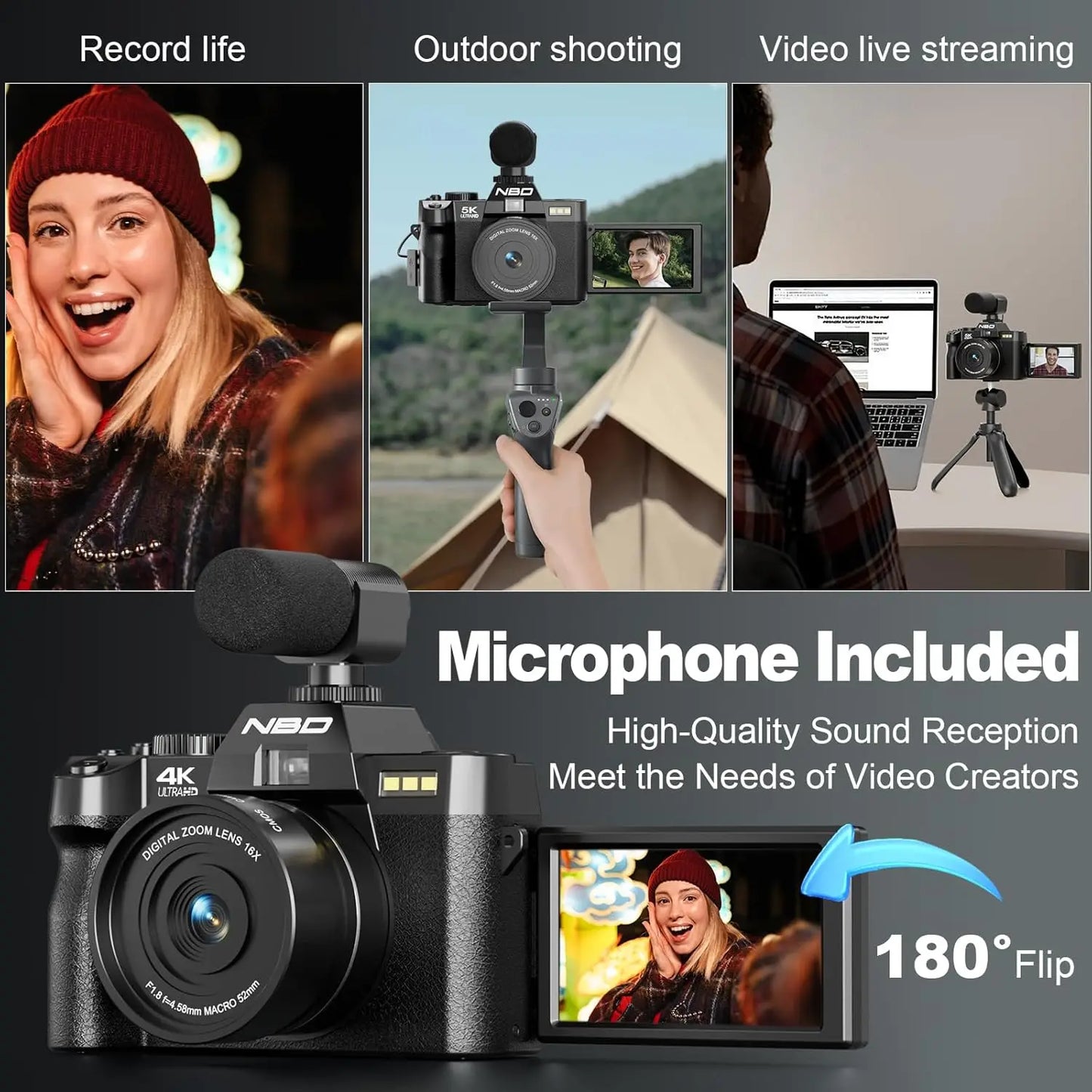 NBD 4K Digital Camera With 48MP And 16x Zoom Advanced