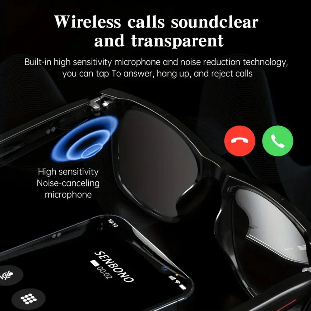 SENBONO Smart Glasses With Open Ear Headset Hands Free Calling