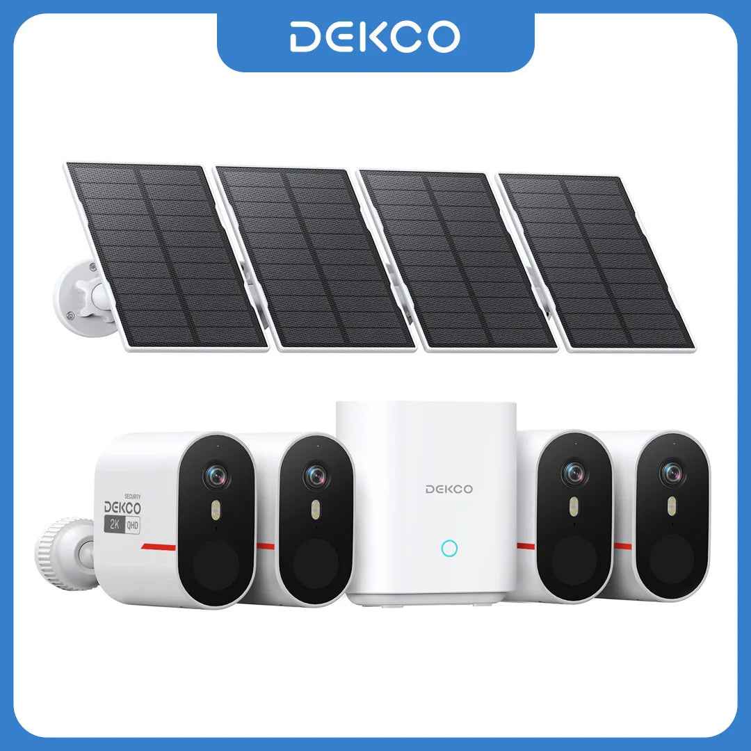 DEKCO 3MP WiFi Solar Camera System Four Camera Kit Outdoor