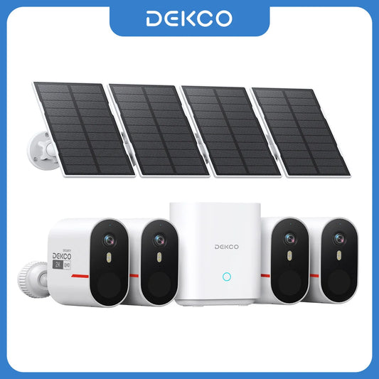 DEKCO 3MP WiFi Solar Camera System Four Camera Kit Outdoor
