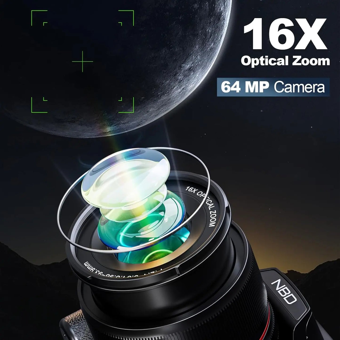 NBD 5K Digital Camera With 64MP, 16x Optical Zoom, WiFi