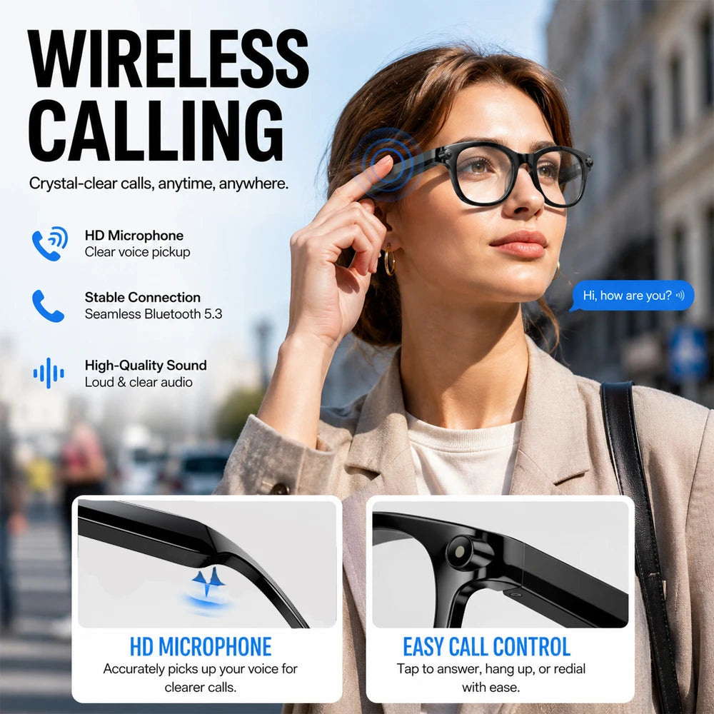 Smart Photochromic Glasses Bluetooth 5.3 AI Translator and Assistant