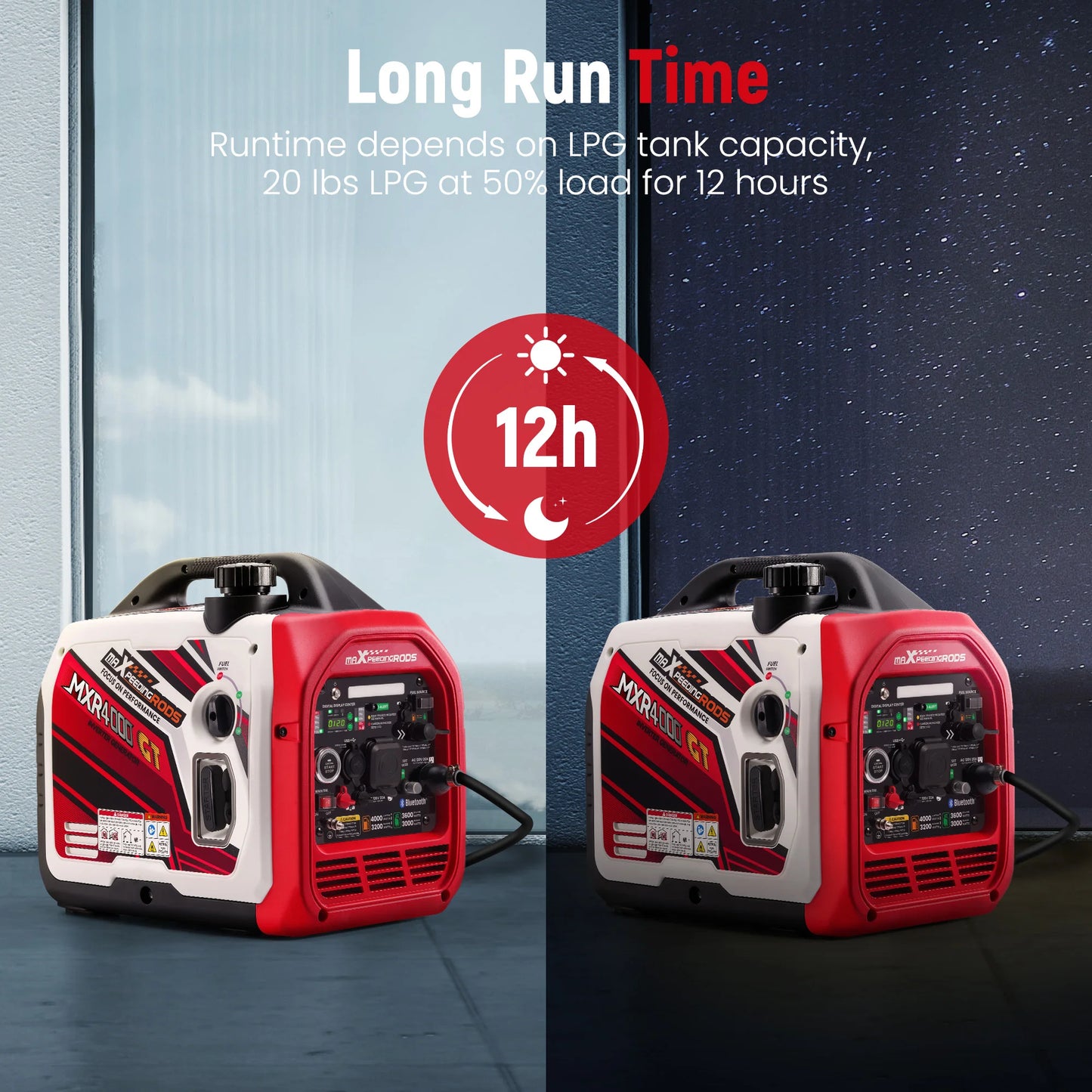 Maxpeedingrods 4KW Portable Dual Fuel Inverter Generator Bluetooth LPG