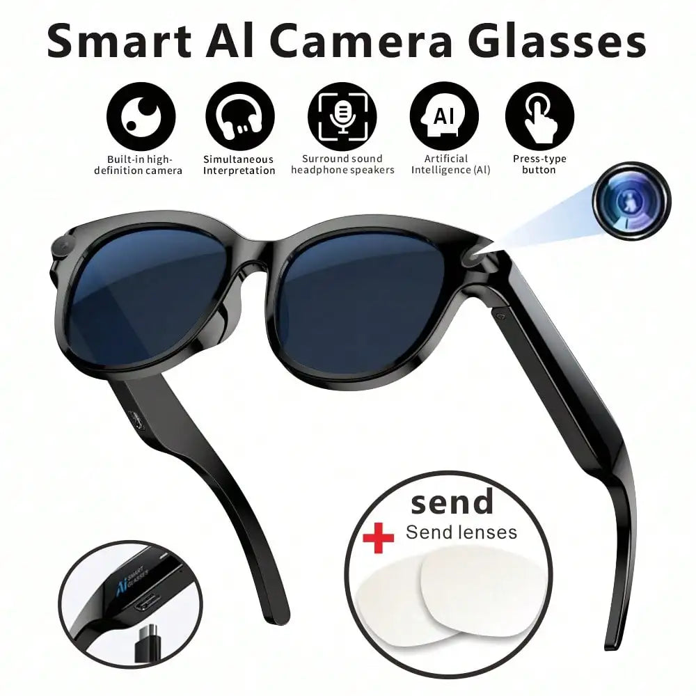 SENBONO AI Smart Glasses With 4K Video Camera And Translator