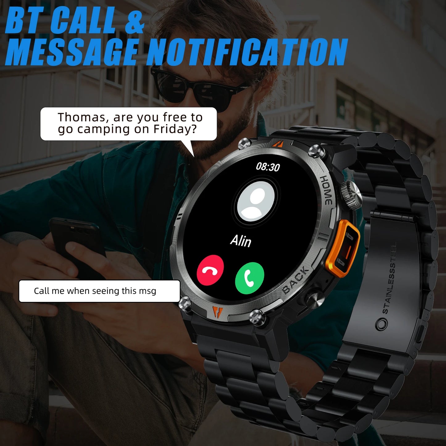 LaNikar KE3 Bluetooth Call Smartwatch For iOS And Android Health Monitor