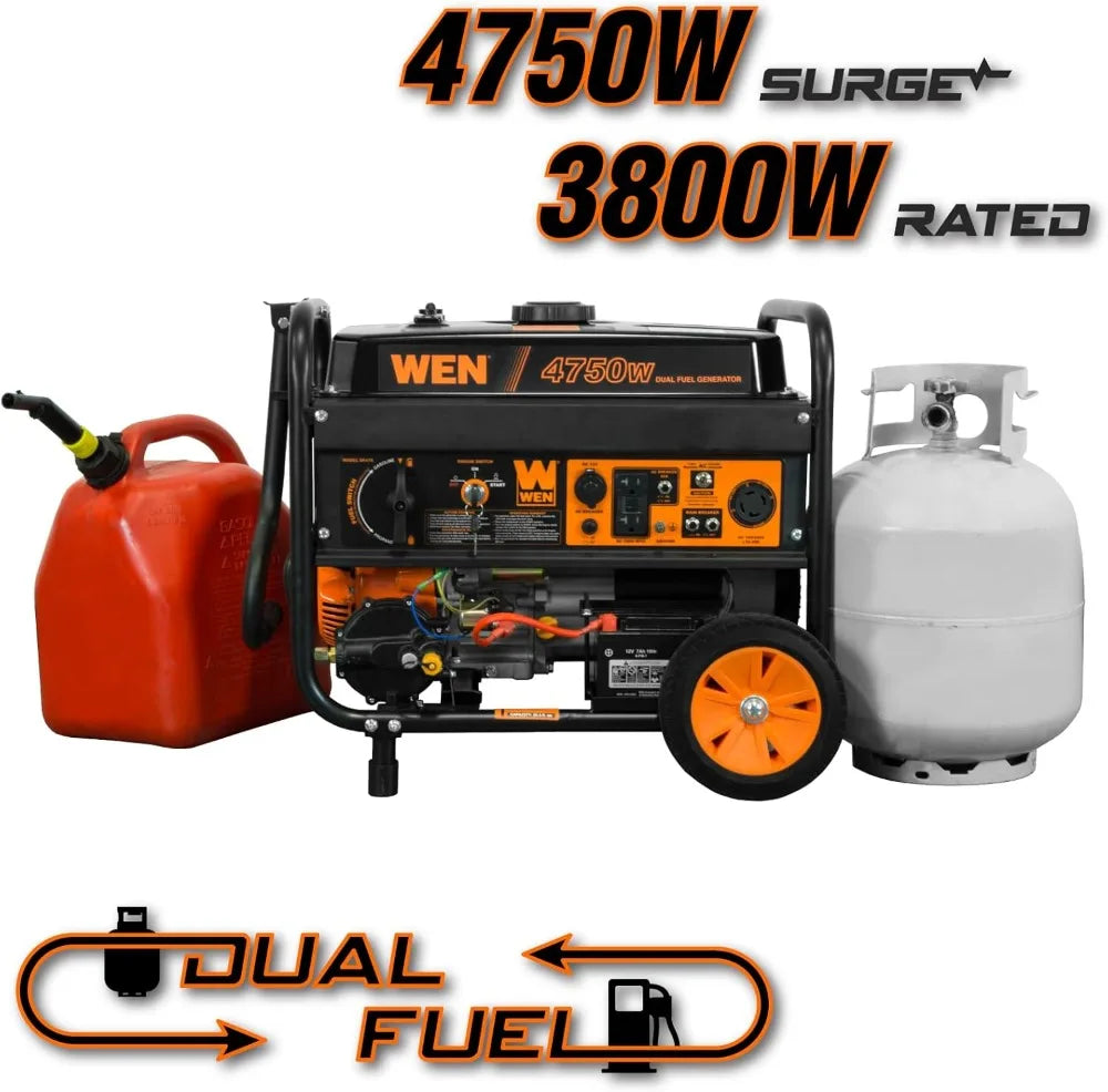 Dual Fuel Portable Generator With Electric Start And Wheel Kit