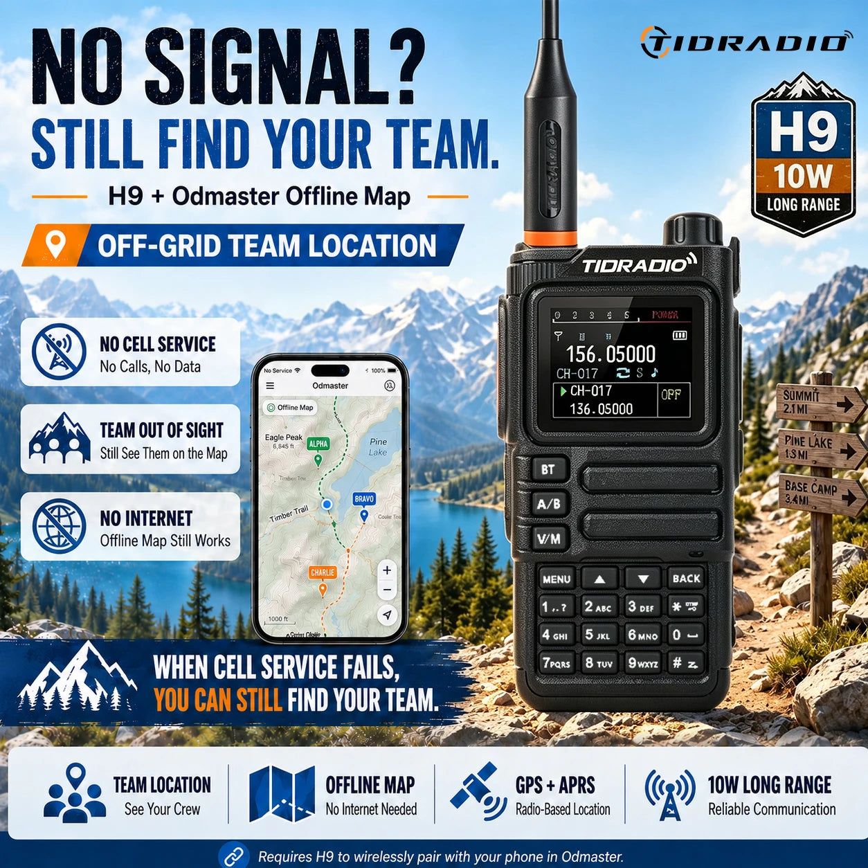 TIDRADIO H9 10W GPS APRS Radio USB C Rechargeable