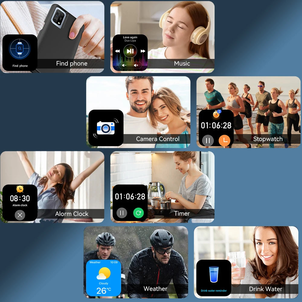 SENBONO Smart Watch 1000mAh Battery IP68 Waterproof Fitness Tracker