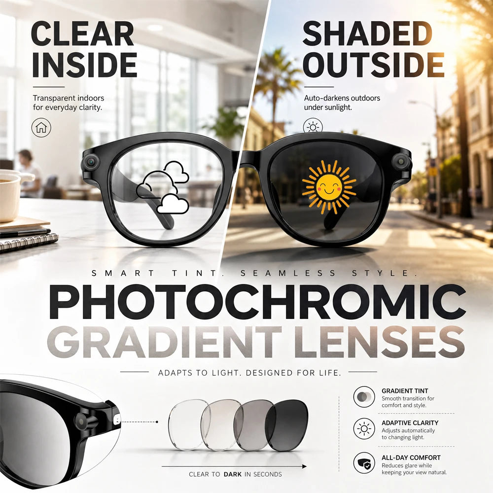 Smart Photochromic Glasses Bluetooth 5.3 AI Translator and Assistant