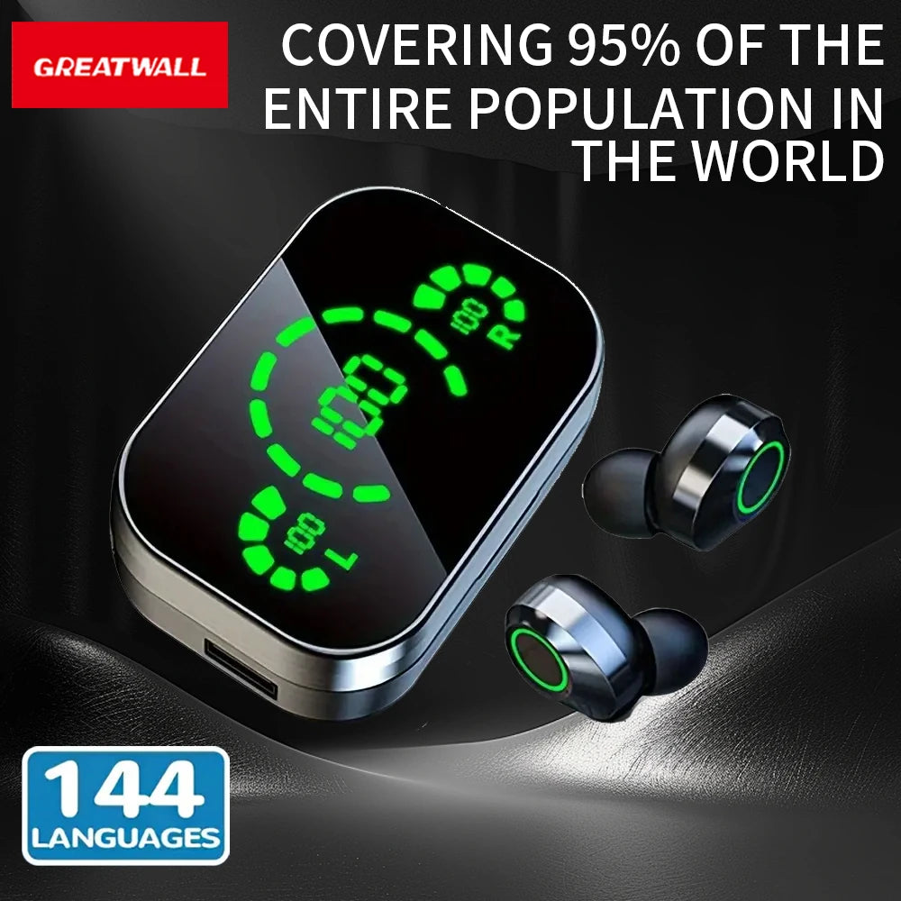 GREATWALL Translation Earphones With Mirror Display 144 Languages