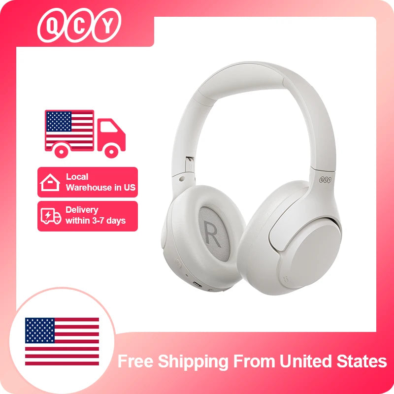 QCY H3 ANC Wireless Headphones With 43dB Hybrid Cancellation Bluetooth