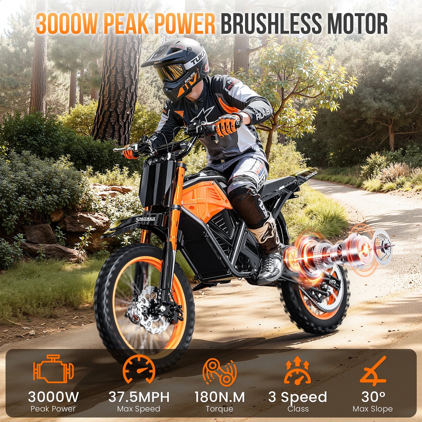 EILLEO SPACEWALK 48V Electric Dirt Bike 3000W Peak Power For Adults