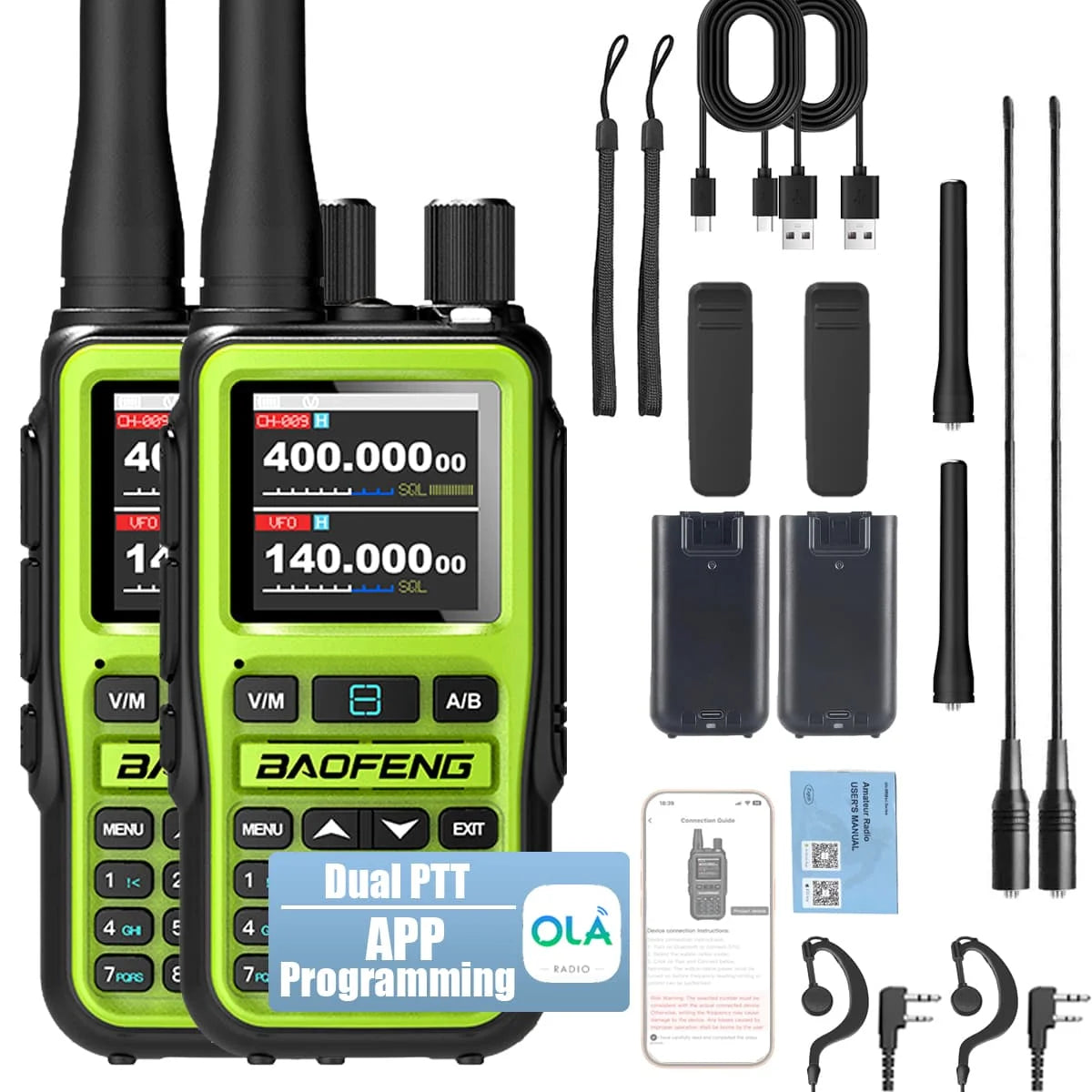 Baofeng UV-5R Mini Dual Band Radio - 5W 2-Way Radio w/999CH | Bluetooth & NOAA Weather | USB-C Charging | Emergency Kit for Camp