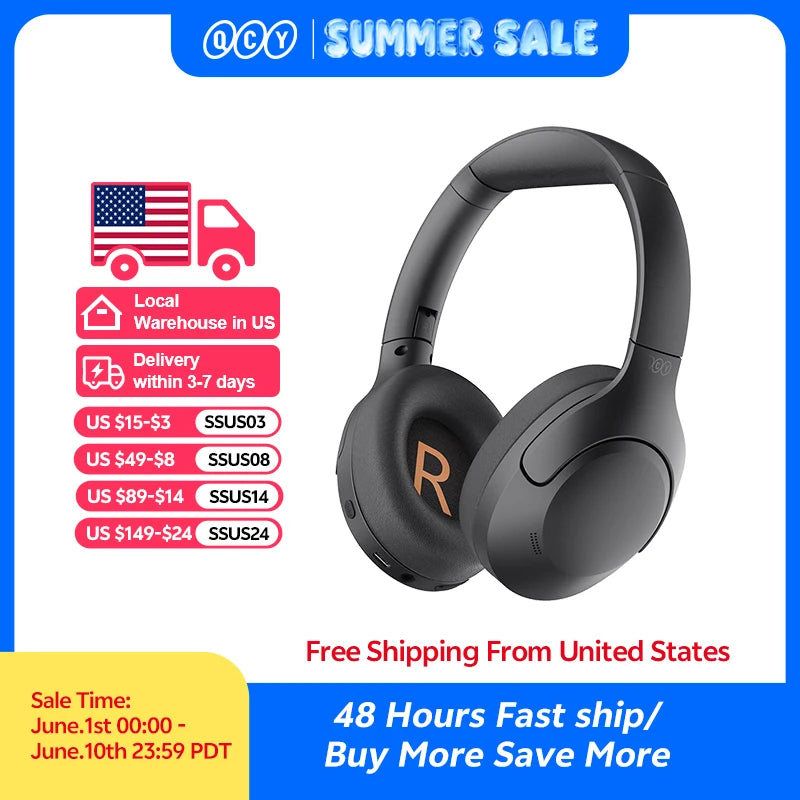 QCY H3 Lite ANC Wireless Headphones Bluetooth 5.3 Headset